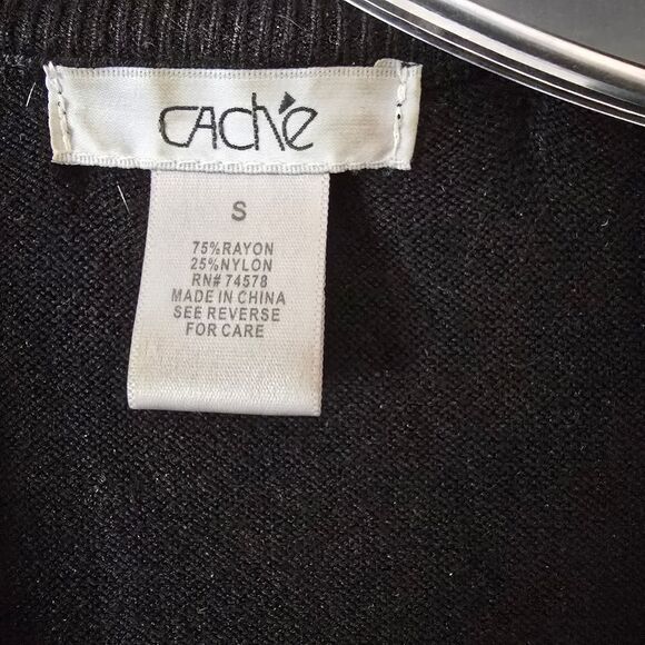 CACHE Vintage Women's Black Cardigan Embellished Size Small Y2K - Picture 5 of 10